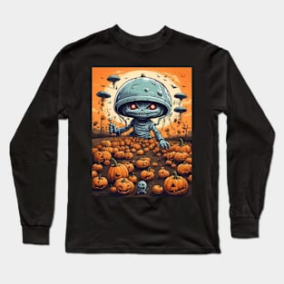 Alien invasion on the pumpkin patch Long Sleeve T-Shirt